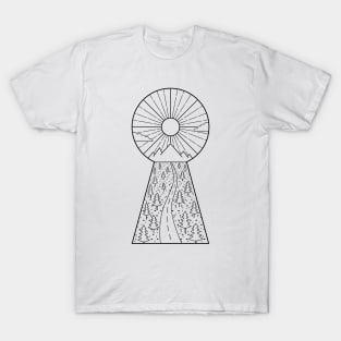 Road to the mountains keyhole(black variant) T-Shirt